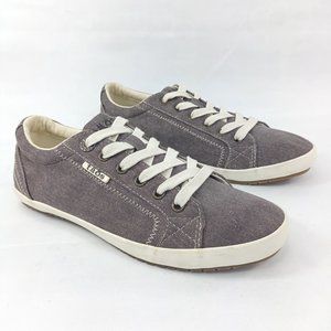 Taos Womens Star Sneakers Size 7 Gray Beige Canvas Low Top Comfort Casual Shoes